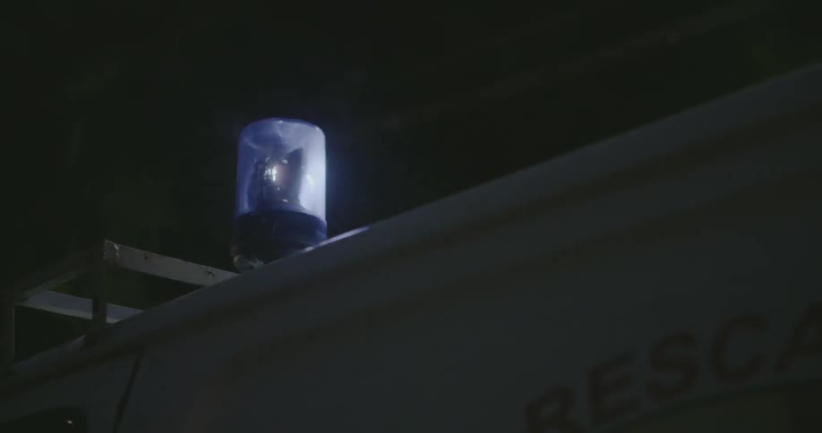 Siren light flashing and spinning on rescue vehicle