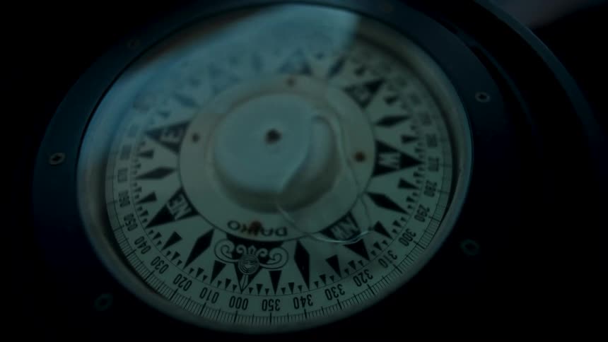 Drop of water moving by a compass