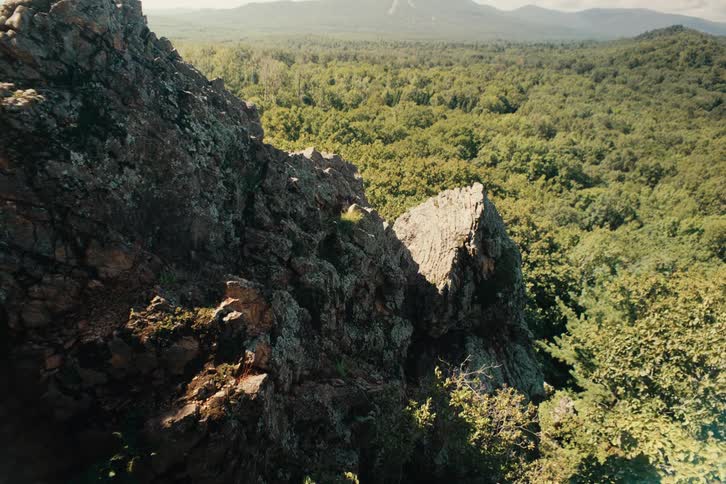 The woods touch all sides of the mountain