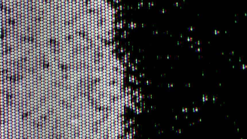 A screen full of static is scrolling rapidly