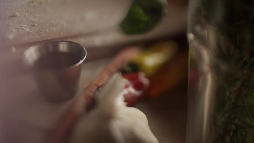 Food and a cup are set on a table
