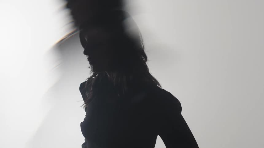 Female silhouette in profile against bright background