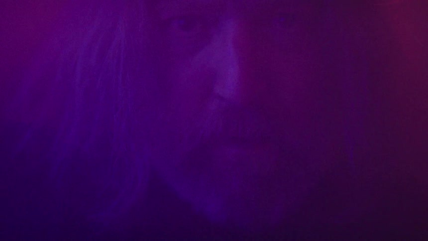 The mans face is covered in fog