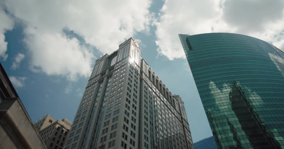 Tall buildings fill the skyline