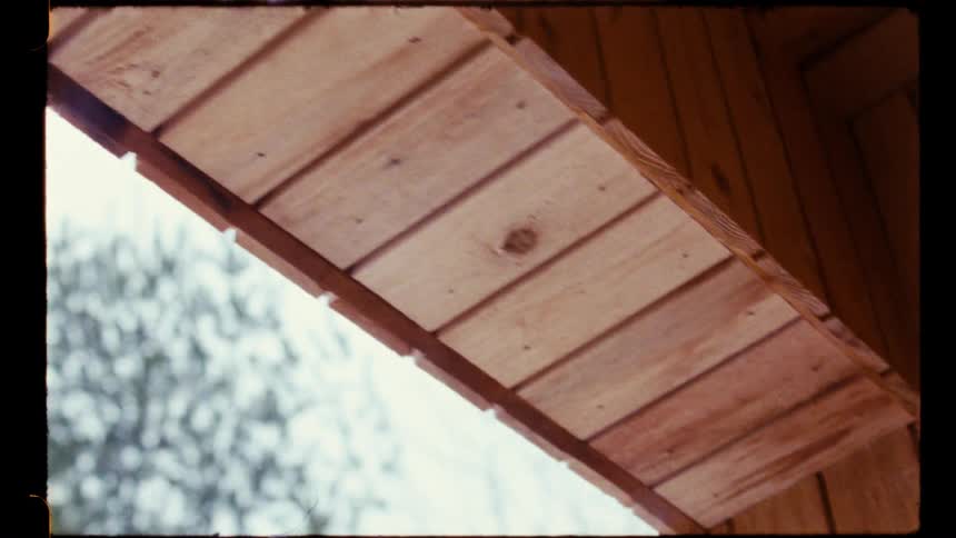 Closeup of a wooden roof overhang