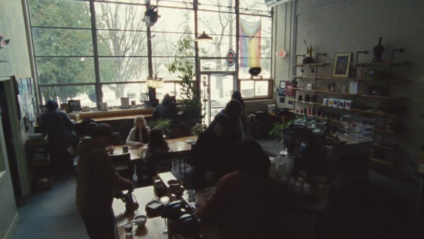 The coffee shop is full of people