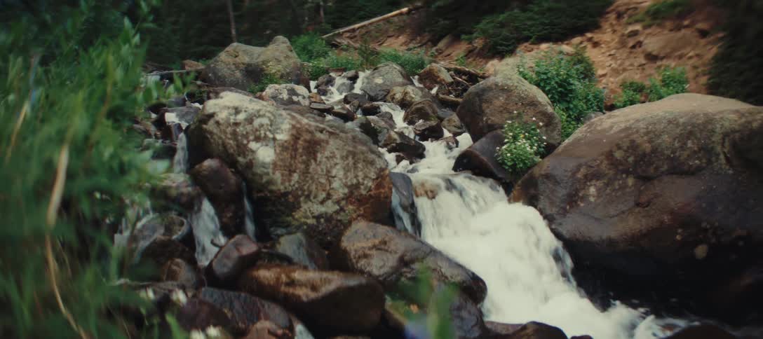 Water flowing over rocks from a stream in the wilderness