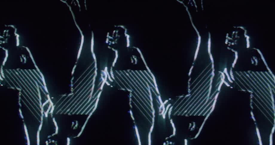 Dancing figures are moving on the display
