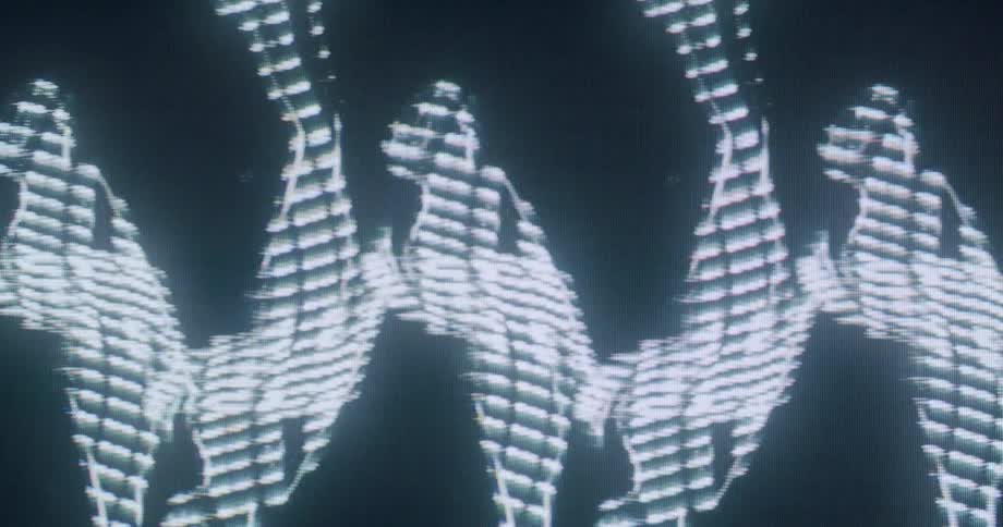 The hologram displays outlines of women dancing side by side