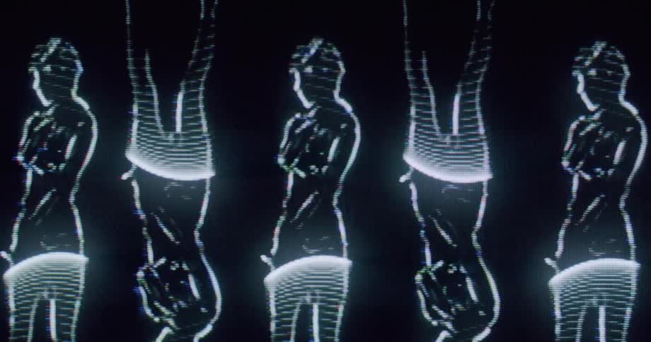 The hologram is of a repeated woman dancing