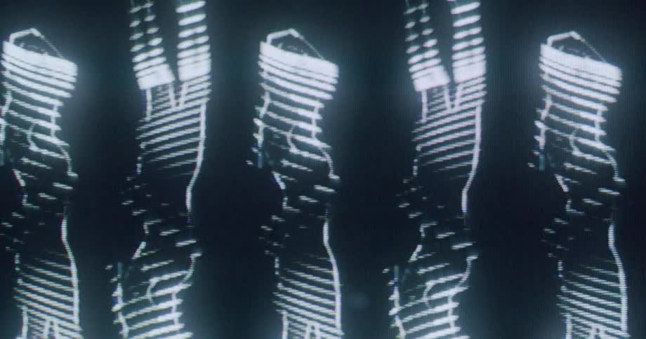 Stylized silhouettes in vertical repetition with a glowing effect
