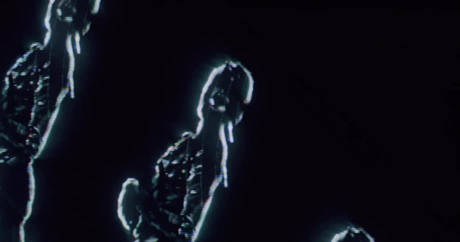 Female silhouettes in glowing digital effect against a dark background