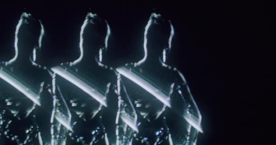 Digital effects showing glowing female silhouettes repeated in sequence