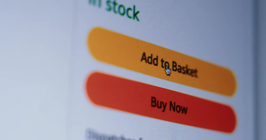 A cursor hovers over an online add to basket button