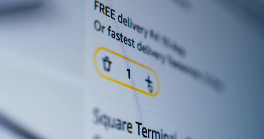 A mouse cursor clicking on the plus sign on a webpage after adding an item to the purchase basket to increase the quantity