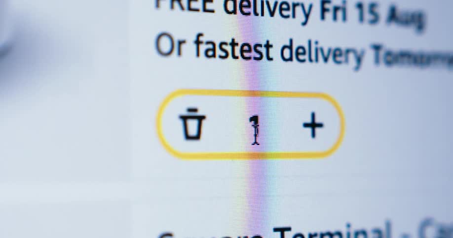 A person adds an item to an online cart