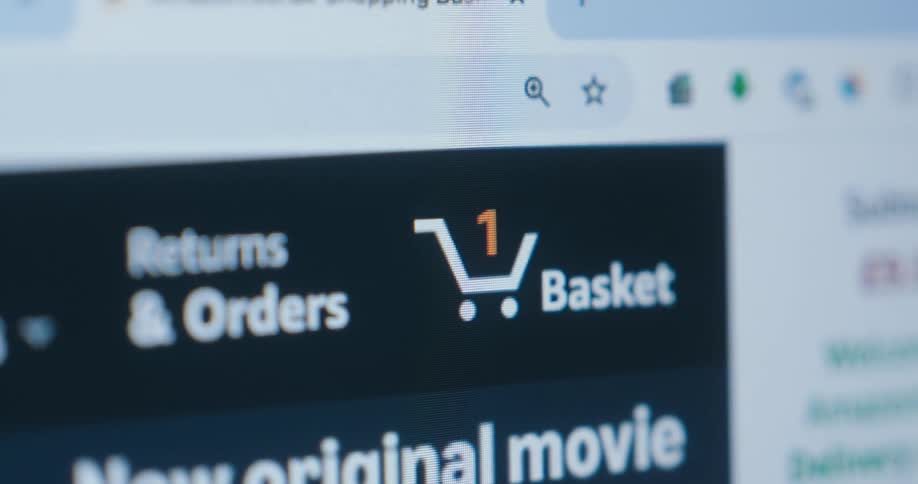 Closeup of an online shopping cart with two items