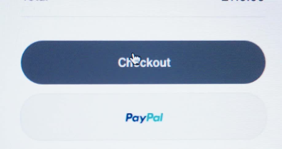 Cursor clicking on the checkout button on an online payment page