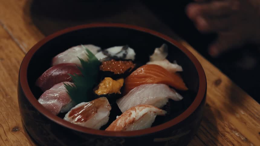 Two sushi bowls are served