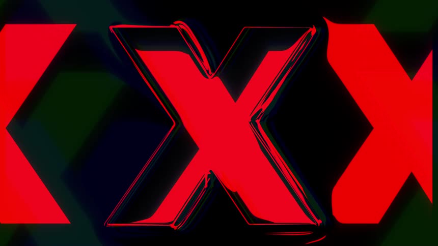 Screen displaying red symbols against a black background