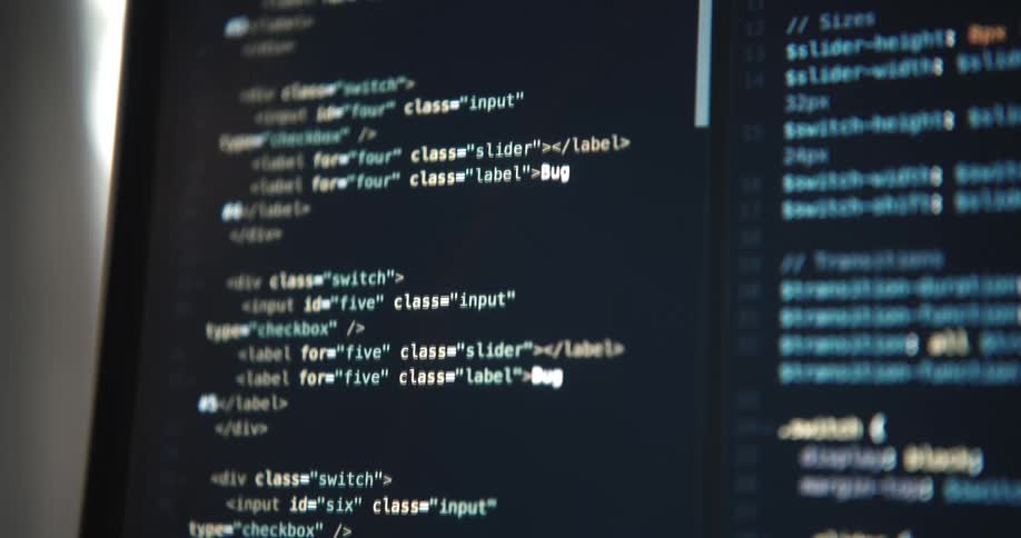A computer screen displays lines of code in a text editor