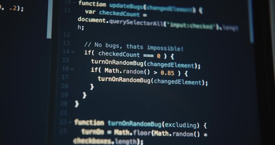 A computer screen filled with lines of code highlighting the process of programming