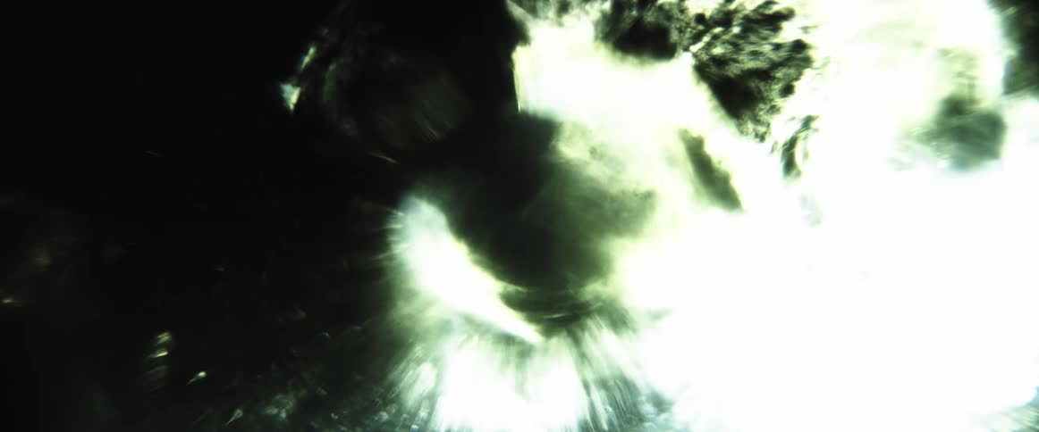 Liquid spins around the object while light glows