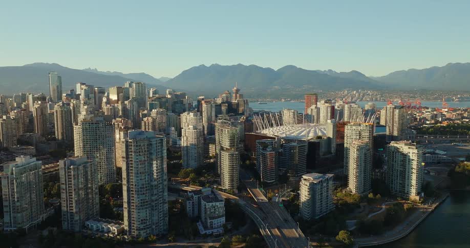 A big city is on the shore line