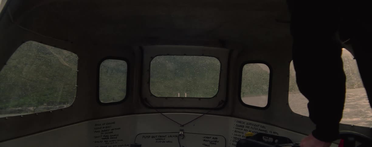 Boat cabin with windows fogged by moisture during navigation