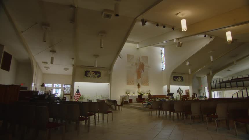 The inside of a small church
