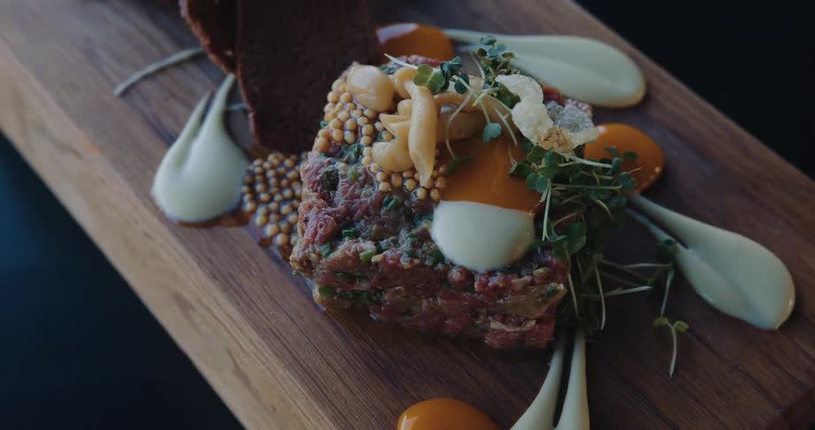 Dish presented on a wooden board