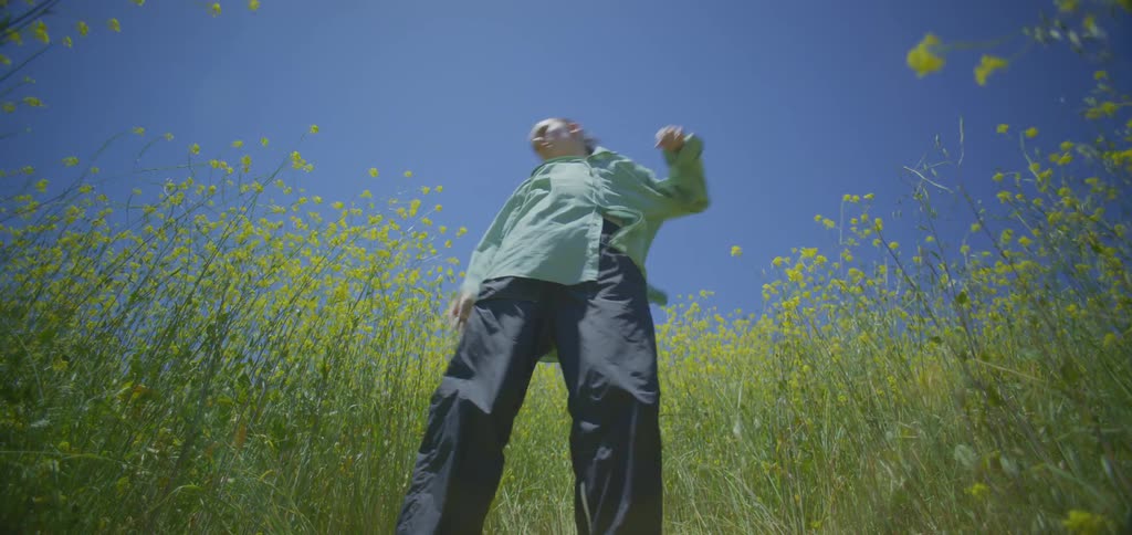 A woman dancing in a field