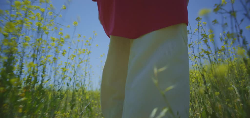 A woman walking through a field