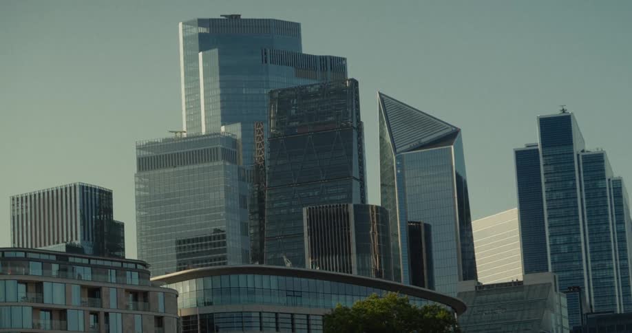 Tall buildings fill the skyline of the city