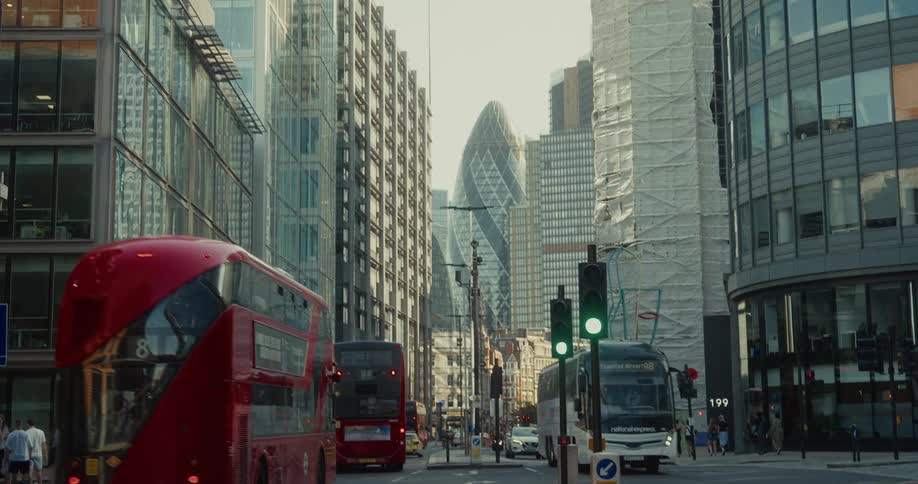 A busy street in London at daytime