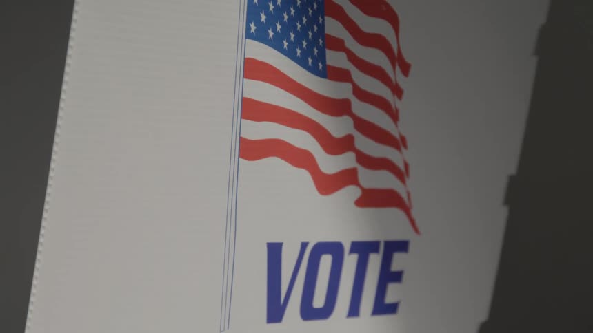 Election sign with the united states flag and the word vote