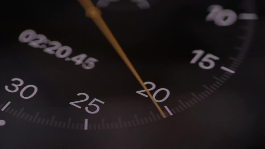 The dial spins on the stop watch