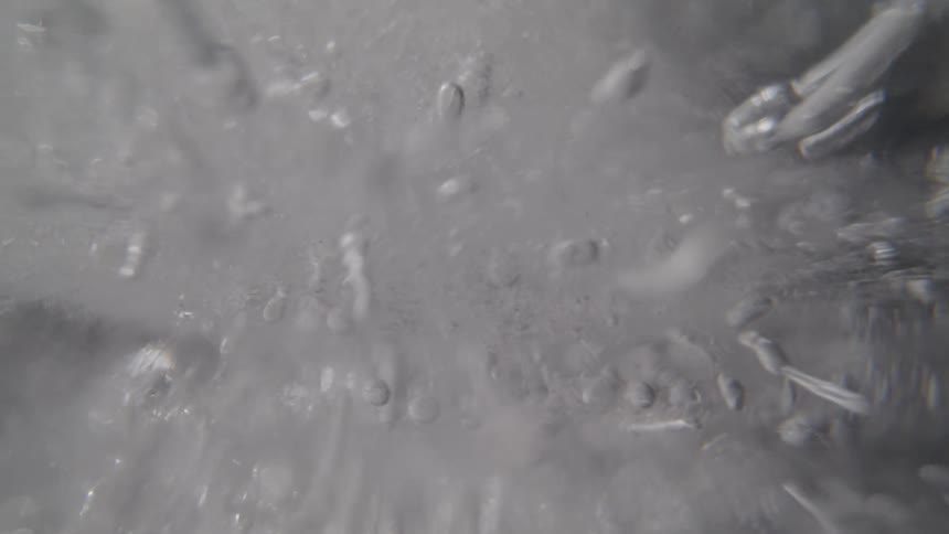 The block of ice spins