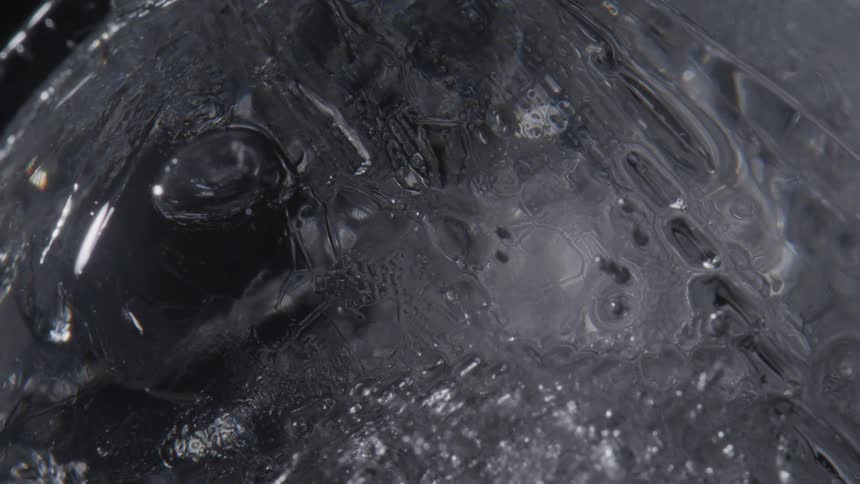 The ice melts as it turns
