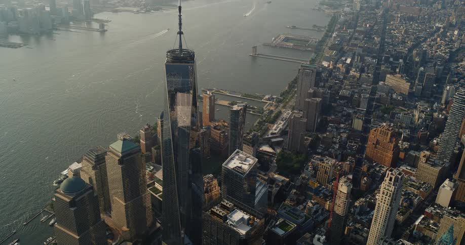 Aerial view of new york city with the one world trade center in focus