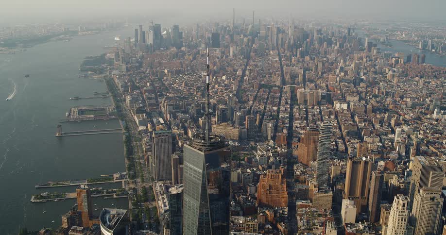 New york skyscrapers stand out amid the vast urban landscape
