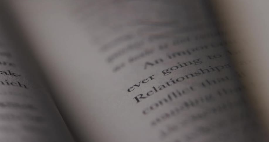 Blurred book page with some words in focus