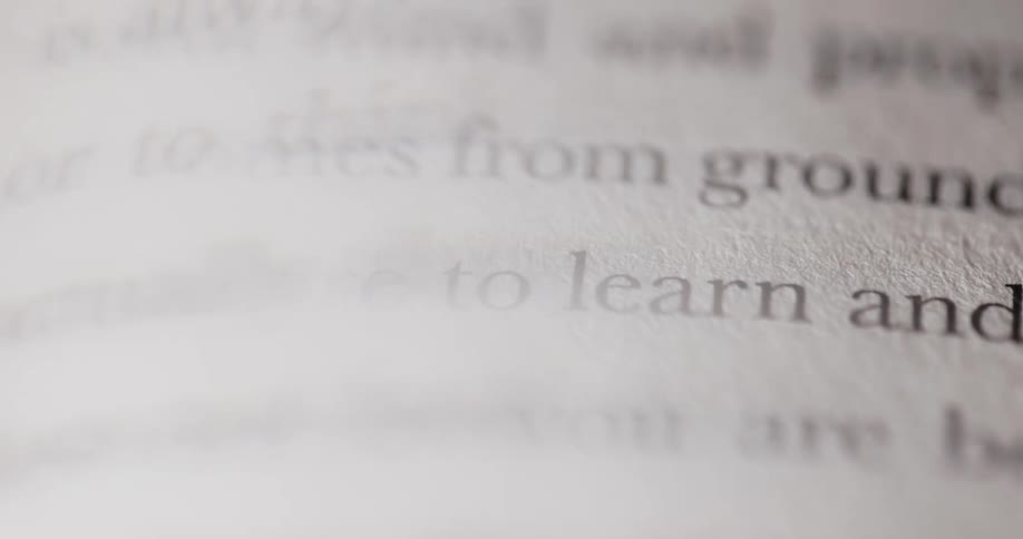 Extreme closeup of printed words on a page