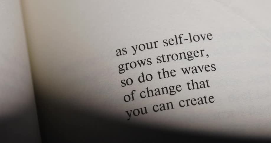 Close up of a text quote on a book page