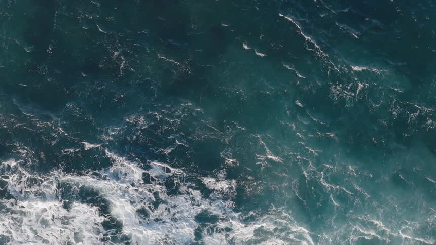 The water in the ocean is rough