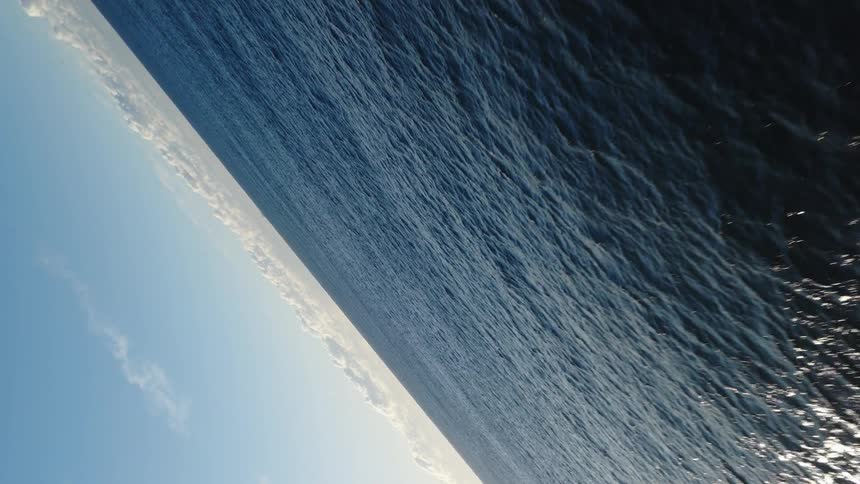 Aerial view of the ocean horizon under a clear sky