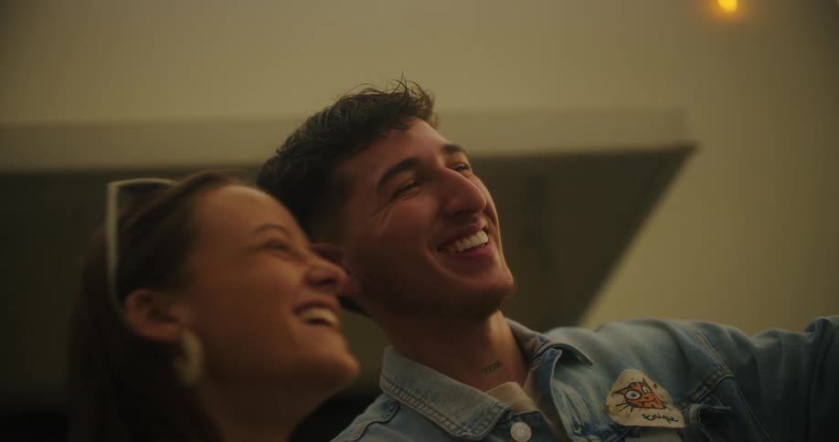 Friends talk on a video call outside