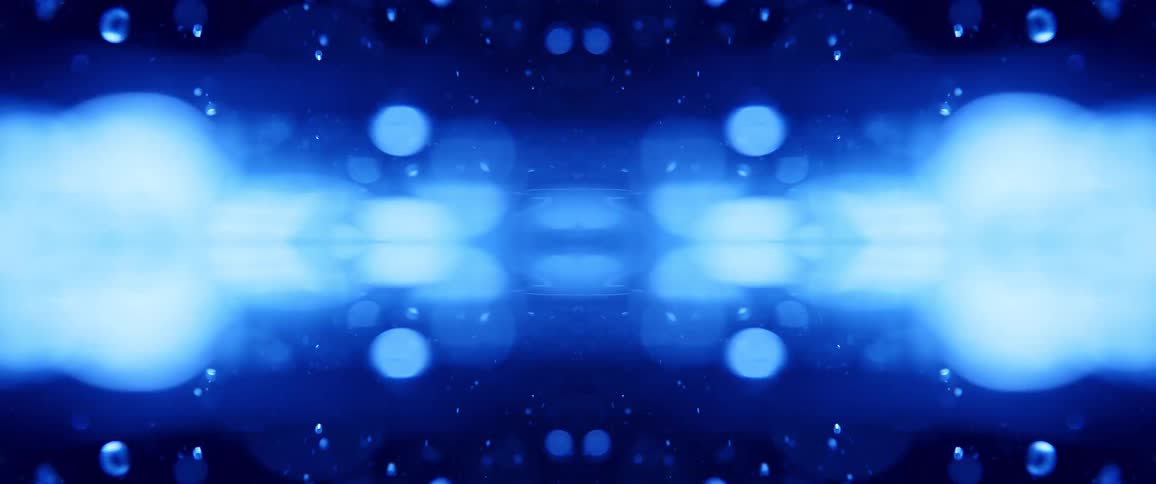 The flowing blue color pulsates in the artwork