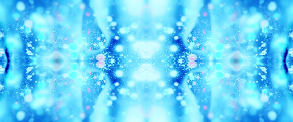 Abstract blue symmetrical pattern with scattered glowing dots