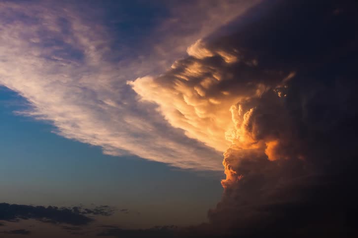 The storm clouds grow and spin during a storm